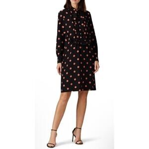 TORY BURCH Women’s 100% Silk Black Polka Dot Belted Ruffle Front Dress